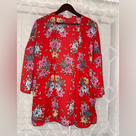 Pink Republic Red Floral Kimono - Picture 1 of 3